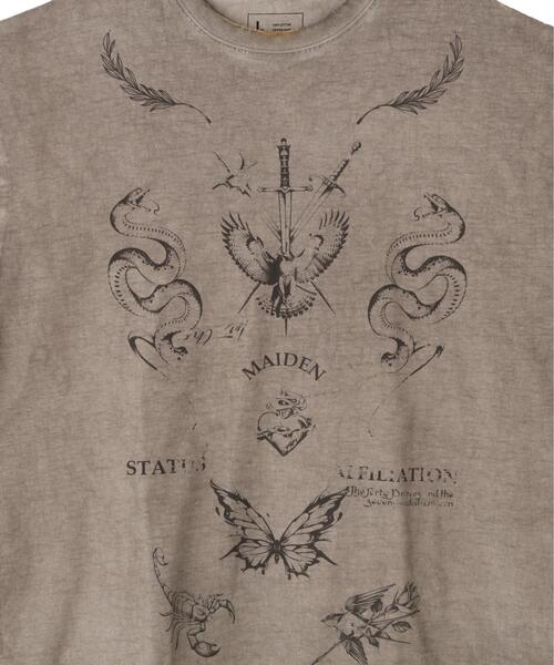 DANKE SCHON（ダンケシェーン）の「DankeSchon/ダンケシェーン/SPRAY BURN S/S TEE CROSS（Tシャツ/カットソー・メンズ・グレー・L/M）」の4枚目の写真
