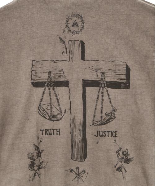 DANKE SCHON（ダンケシェーン）の「DankeSchon/ダンケシェーン/SPRAY BURN S/S TEE CROSS（Tシャツ/カットソー・メンズ・グレー・L/M）」の7枚目の写真