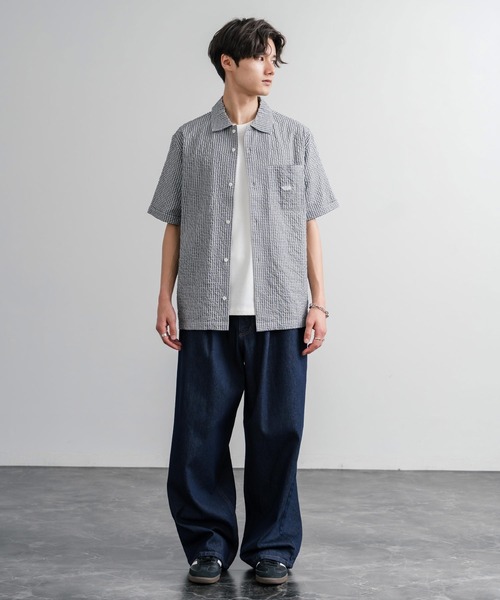 THE NORTH FACE(ザノースフェイス)の「THE NORTH FACE ザ・ノースフェイス M'S TRAVELER CHECK S/S SHIRTS ワンポイントロゴ刺繍ギンガムチェック柄半袖シャツ(シャツ/ブラウス・メンズ・レッド/チャコール/ブルー・M/XL/L)」の9枚目の写真