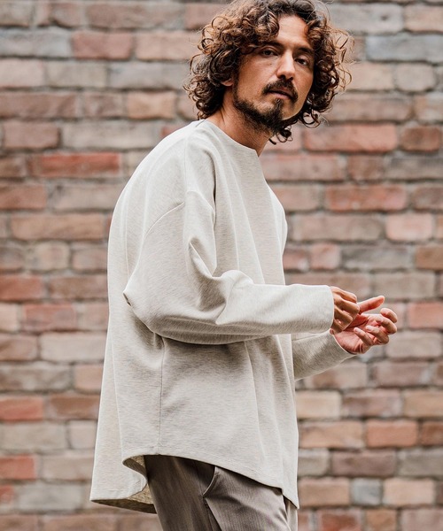 CAMBIO(カンビオ)の「mlt5712-Double-Cut Key-Neck Long Sleeve Tee キーネックロングスリーブTシャツ(A71926cmb)(Tシャツ/カットソー・メンズ・ミックスグレー/ブラック/オートミール/ホワイト・L/M/S)」の11枚目の写真
