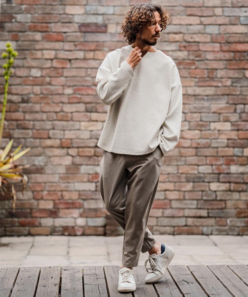 CAMBIO(カンビオ)の「mlt5712-Double-Cut Key-Neck Long Sleeve Tee キーネックロングスリーブTシャツ(A71926cmb)(Tシャツ/カットソー・メンズ・ミックスグレー/ブラック/オートミール/ホワイト・L/M/S)」の12枚目の写真