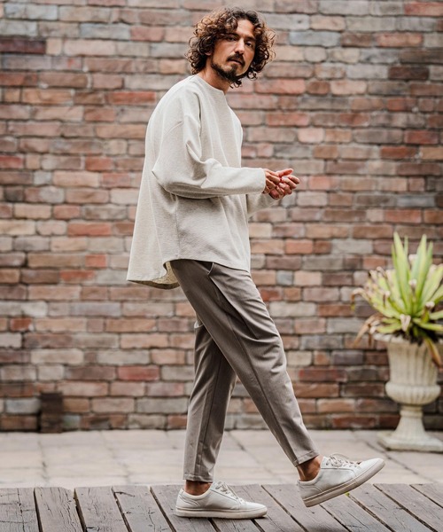 CAMBIO(カンビオ)の「mlt5712-Double-Cut Key-Neck Long Sleeve Tee キーネックロングスリーブTシャツ(A71926cmb)(Tシャツ/カットソー・メンズ・ミックスグレー/ブラック/オートミール/ホワイト・L/M/S)」の13枚目の写真