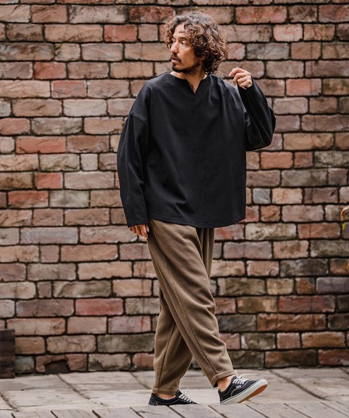 CAMBIO(カンビオ)の「mlt5712-Double-Cut Key-Neck Long Sleeve Tee キーネックロングスリーブTシャツ(A71926cmb)(Tシャツ/カットソー・メンズ・ミックスグレー/ブラック/オートミール/ホワイト・L/M/S)」の17枚目の写真