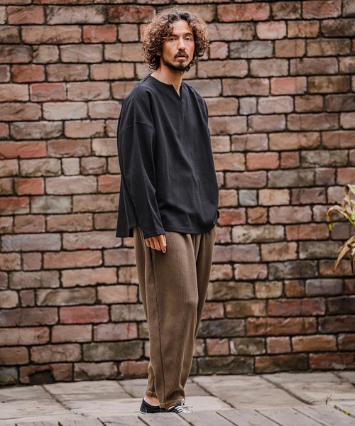 CAMBIO(カンビオ)の「mlt5712-Double-Cut Key-Neck Long Sleeve Tee キーネックロングスリーブTシャツ(A71926cmb)(Tシャツ/カットソー・メンズ・ミックスグレー/ブラック/オートミール/ホワイト・L/M/S)」の18枚目の写真