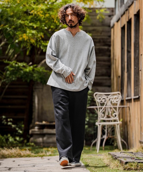CAMBIO(カンビオ)の「mlt5712-Double-Cut Key-Neck Long Sleeve Tee キーネックロングスリーブTシャツ(A71926cmb)(Tシャツ/カットソー・メンズ・ミックスグレー/ブラック/オートミール/ホワイト・L/M/S)」の22枚目の写真