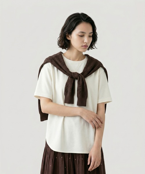 GLOBAL WORK(グローバルワーク)の「ジョーゼットプルオーバー半袖/658165(Tシャツ/カットソー・レディース・オフホワイト/ネイビー/ブラック・MEDIUM/LARGE)」の6枚目の写真