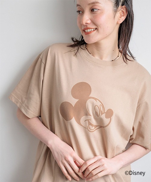 studio CLIP(スタディオクリップ)の「MICKEY / フロッキープリントTシャツ(Tシャツ/カットソー・レディース・ライトベージュ/チャコールグレー/グレー・FREE)」の3枚目の写真