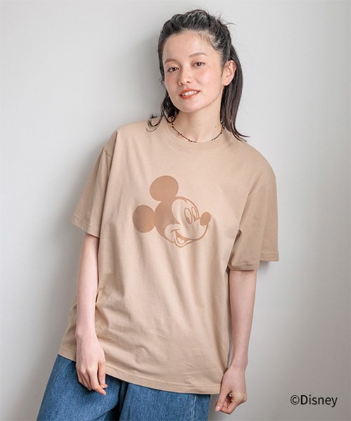 studio CLIP(スタディオクリップ)の「MICKEY / フロッキープリントTシャツ(Tシャツ/カットソー・レディース・ライトベージュ/チャコールグレー/グレー・FREE)」の14枚目の写真