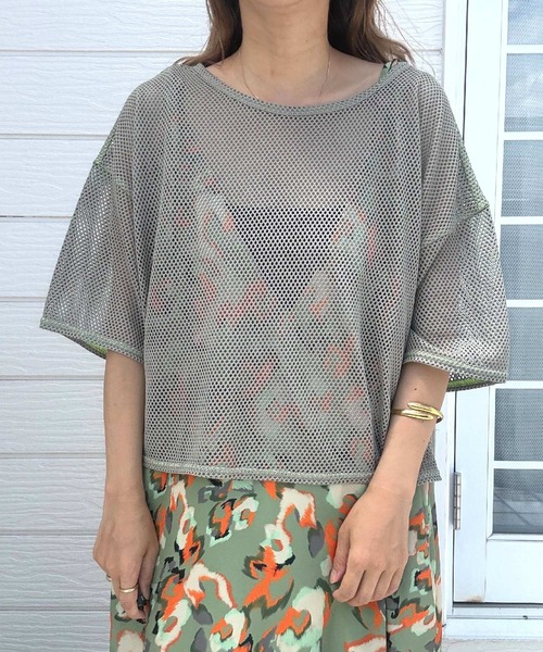 Q(キュー)の「メッシュプルオーバー(Tシャツ/カットソー・レディース・オリーブ/ブラック・MEDIUM)」の12枚目の写真
