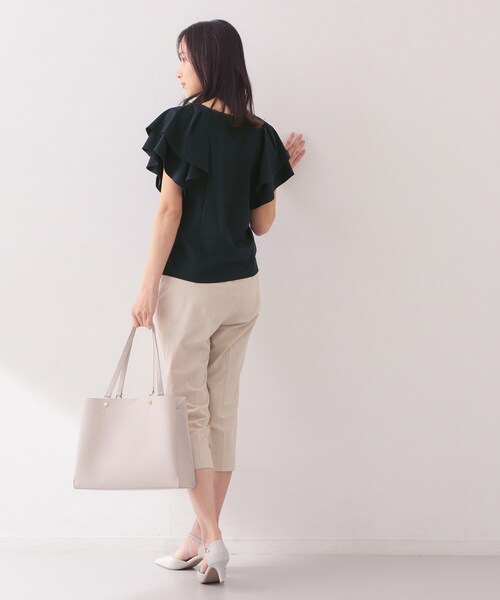 index（インデックス）の「【接触冷感】ダブルフレアキーネックトップス《UVケア／洗濯機OK》（Tシャツ/カットソー・レディース・ボルドー/ネイビー/オフホワイト/ベージュ系その他7・40/38/36/42）」の17枚目の写真