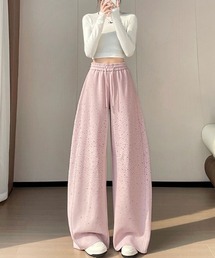 グリッター付きカーブワイドスウェットパンツ