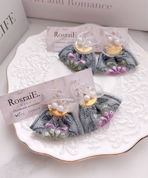 【RosraiE】シフォンフリル インド刺繍リボン ピアス(MA)