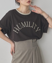 hunch（ハンチ）の「ビンテージスラブ ネック配色ロゴTシャツ（Tシャツ/カットソー）」