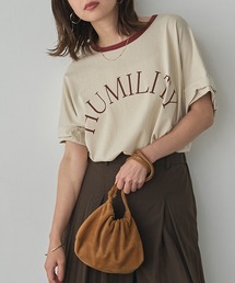 ビンテージスラブ ネック配色ロゴTシャツ