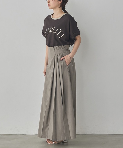 hunch(ハンチ)の「ビンテージスラブ ネック配色ロゴTシャツ(Tシャツ/カットソー・レディース・アイボリー/ベージュ/ダークブラウン・FREE)」の4枚目の写真