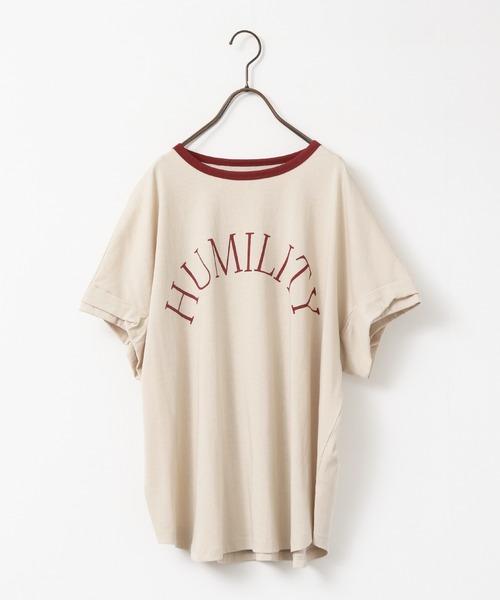 hunch(ハンチ)の「ビンテージスラブ ネック配色ロゴTシャツ(Tシャツ/カットソー・レディース・アイボリー/ベージュ/ダークブラウン・FREE)」の14枚目の写真
