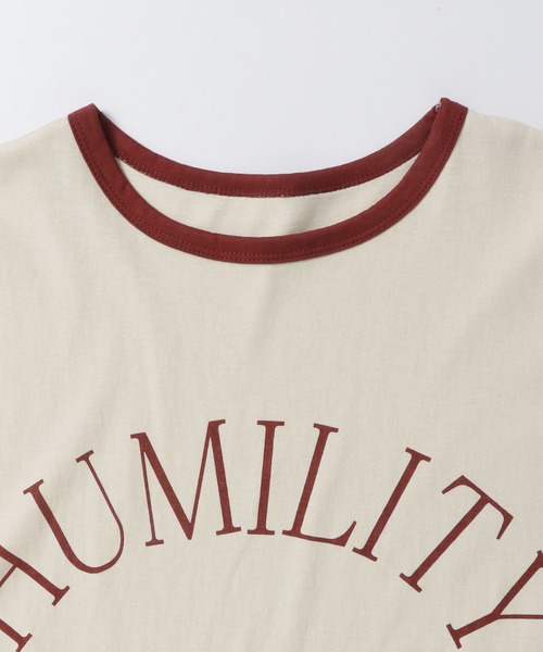 hunch(ハンチ)の「ビンテージスラブ ネック配色ロゴTシャツ(Tシャツ/カットソー・レディース・アイボリー/ベージュ/ダークブラウン・FREE)」の15枚目の写真