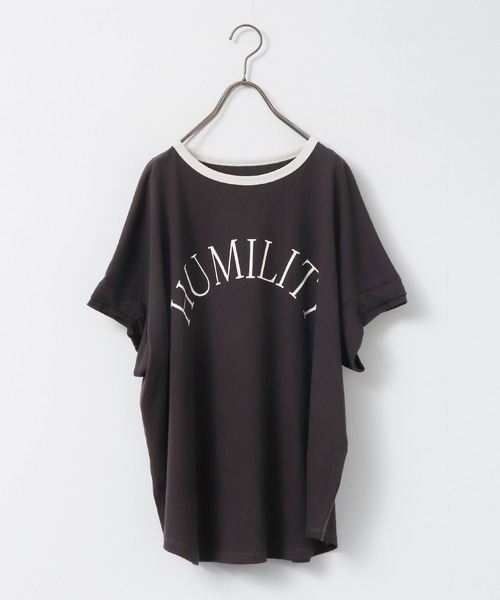 hunch(ハンチ)の「ビンテージスラブ ネック配色ロゴTシャツ(Tシャツ/カットソー・レディース・アイボリー/ベージュ/ダークブラウン・FREE)」の19枚目の写真