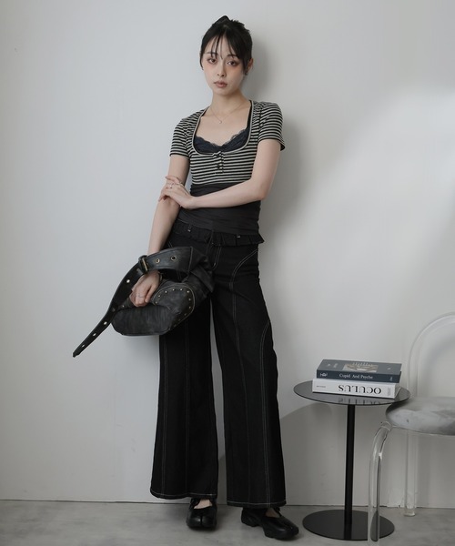 Ulysses(ユリシス)の「フェイクレイヤード切り替えトップス(Tシャツ/カットソー・レディース・ダークグレー・S/M)」の3枚目の写真
