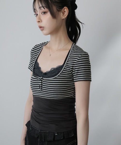Ulysses(ユリシス)の「フェイクレイヤード切り替えトップス(Tシャツ/カットソー・レディース・ダークグレー・S/M)」の14枚目の写真