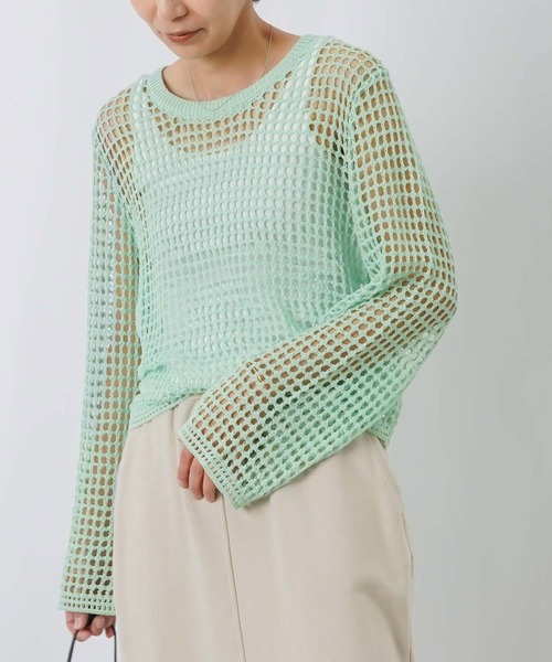 LUCA/LADY LUCK LUCA(ルカ/レディラックルカ)の「LC/LLL ブロックメッシュプルオーバー(ニット/セーター・レディース・ベージュ/ミント/アイボリー・FREE)」の13枚目の写真