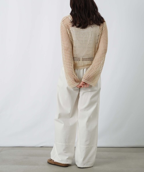 LUCA/LADY LUCK LUCA(ルカ/レディラックルカ)の「LC/LLL ブロックメッシュプルオーバー(ニット/セーター・レディース・ベージュ/ミント/アイボリー・FREE)」の9枚目の写真