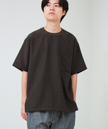 GLOSTER | 【布帛ライクできれい見え】麻混サイドジップTシャツ(Tシャツ/カットソー)