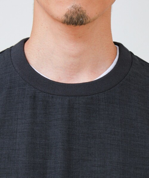 GLOSTER(グロスター)の「【布帛ライクできれい見え】麻混サイドジップTシャツ(Tシャツ/カットソー・メンズ・ブラウン/チャコールグレー・L/M/S)」の16枚目の写真