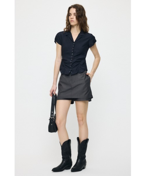 MOUSSY(マウジー)の「STUDDED OPEN COLLAR シャツ(シャツ/ブラウス・レディース・ライトピンク/ライトブラック/オフホワイト・1/2)」の5枚目の写真