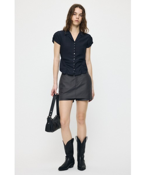 MOUSSY(マウジー)の「STUDDED OPEN COLLAR シャツ(シャツ/ブラウス・レディース・ライトピンク/ライトブラック/オフホワイト・1/2)」の6枚目の写真