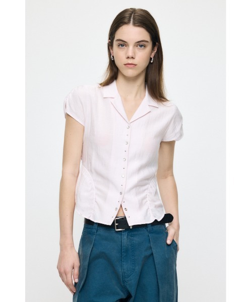 MOUSSY(マウジー)の「STUDDED OPEN COLLAR シャツ(シャツ/ブラウス・レディース・ライトピンク/ライトブラック/オフホワイト・1/2)」の12枚目の写真