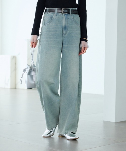 BELLUNA(ベルーナ)の「【低身長さん向け】オシャレに見えるカーブデニムパンツ64丈(その他パンツ・レディース・ブルー/サックスブルー/ネイビー・MEDIUM/LARGE/X-LARGE)」の2枚目の写真