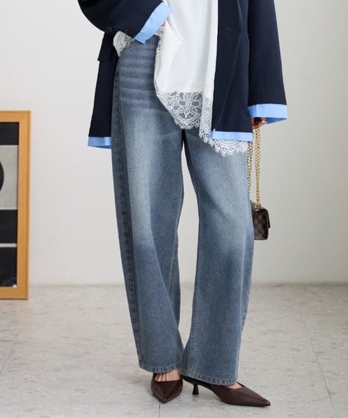 BELLUNA(ベルーナ)の「【低身長さん向け】オシャレに見えるカーブデニムパンツ64丈(その他パンツ・レディース・ブルー/サックスブルー/ネイビー・MEDIUM/LARGE/X-LARGE)」の22枚目の写真