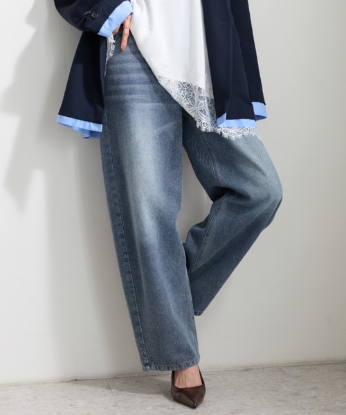 BELLUNA(ベルーナ)の「【低身長さん向け】オシャレに見えるカーブデニムパンツ64丈(その他パンツ・レディース・ブルー/サックスブルー/ネイビー・MEDIUM/LARGE/X-LARGE)」の13枚目の写真