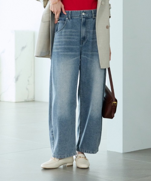BELLUNA(ベルーナ)の「【低身長さん向け】オシャレに見えるカーブデニムパンツ64丈(その他パンツ・レディース・ブルー/サックスブルー/ネイビー・MEDIUM/LARGE/X-LARGE)」の15枚目の写真
