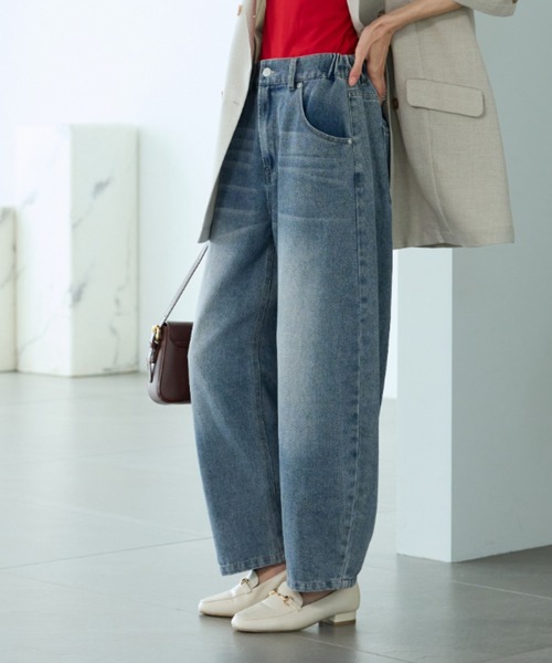 BELLUNA(ベルーナ)の「【低身長さん向け】オシャレに見えるカーブデニムパンツ64丈(その他パンツ・レディース・ブルー/サックスブルー/ネイビー・MEDIUM/LARGE/X-LARGE)」の16枚目の写真