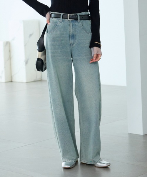 BELLUNA(ベルーナ)の「【低身長さん向け】オシャレに見えるカーブデニムパンツ64丈(その他パンツ・レディース・ブルー/サックスブルー/ネイビー・MEDIUM/LARGE/X-LARGE)」の8枚目の写真