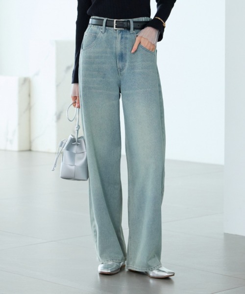 BELLUNA(ベルーナ)の「【低身長さん向け】オシャレに見えるカーブデニムパンツ64丈(その他パンツ・レディース・ブルー/サックスブルー/ネイビー・MEDIUM/LARGE/X-LARGE)」の9枚目の写真