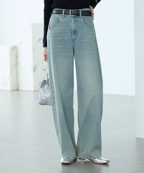 BELLUNA(ベルーナ)の「【低身長さん向け】オシャレに見えるカーブデニムパンツ64丈(その他パンツ・レディース・ブルー/サックスブルー/ネイビー・MEDIUM/LARGE/X-LARGE)」の10枚目の写真