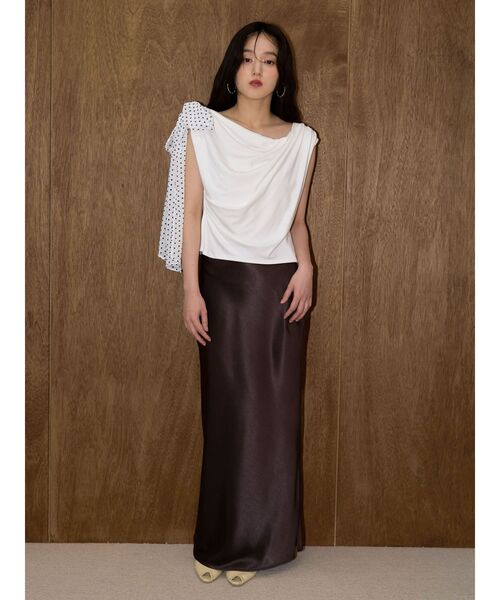 LAGUNAMOON(ラグナムーン)の「ドットリボンドレープカットソー 【夏服】(Tシャツ/カットソー・レディース・ホワイト/ブラウン/ブラック/ライトブルー・FREE)」の22枚目の写真