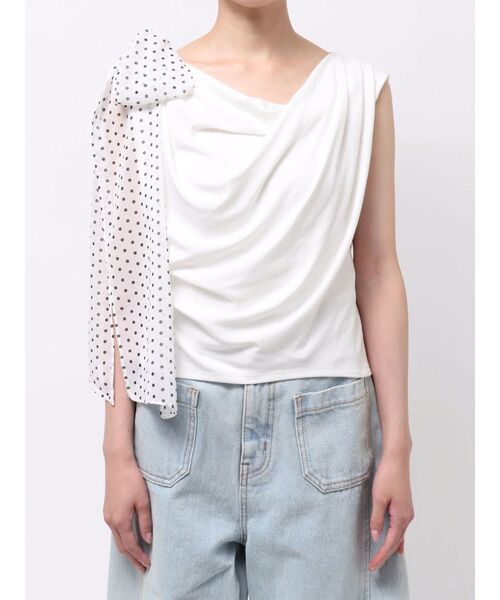 LAGUNAMOON(ラグナムーン)の「ドットリボンドレープカットソー 【夏服】(Tシャツ/カットソー・レディース・ホワイト/ブラウン/ブラック/ライトブルー・FREE)」の20枚目の写真