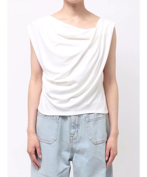 LAGUNAMOON(ラグナムーン)の「ドットリボンドレープカットソー 【夏服】(Tシャツ/カットソー・レディース・ホワイト/ブラウン/ブラック/ライトブルー・FREE)」の10枚目の写真