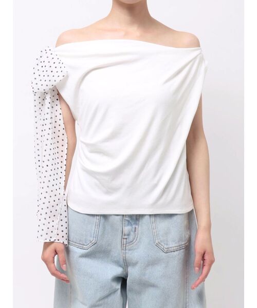 LAGUNAMOON(ラグナムーン)の「ドットリボンドレープカットソー 【夏服】(Tシャツ/カットソー・レディース・ホワイト/ブラウン/ブラック/ライトブルー・FREE)」の11枚目の写真