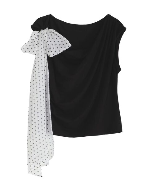 LAGUNAMOON(ラグナムーン)の「ドットリボンドレープカットソー 【夏服】(Tシャツ/カットソー・レディース・ホワイト/ブラウン/ブラック/ライトブルー・FREE)」の17枚目の写真