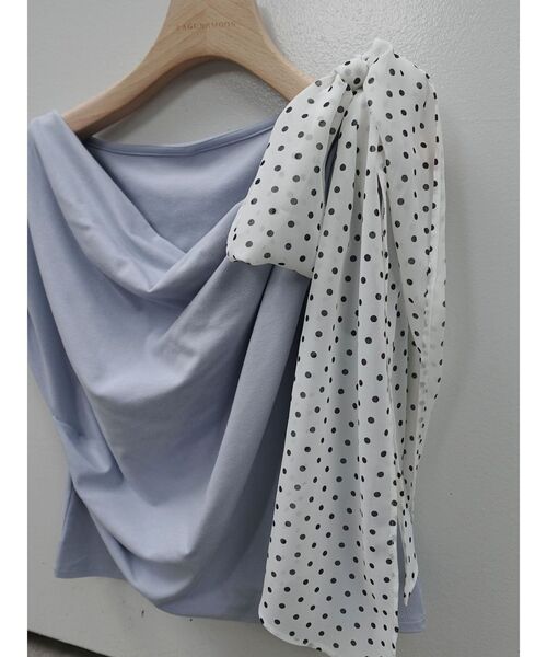 LAGUNAMOON(ラグナムーン)の「ドットリボンドレープカットソー 【夏服】(Tシャツ/カットソー・レディース・ホワイト/ブラウン/ブラック/ライトブルー・FREE)」の4枚目の写真