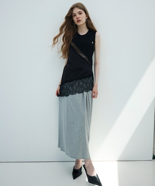 JOSE MOON(ジョゼムーン)の「<SIGNATURE PIN>DRAPE SKIRT/ドレープスカート(スカート・レディース・ブラック/グレー・38/36)」の7枚目の写真