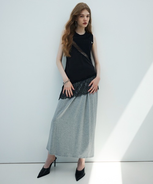 JOSE MOON(ジョゼムーン)の「<SIGNATURE PIN>DRAPE SKIRT/ドレープスカート(スカート・レディース・ブラック/グレー・38/36)」の9枚目の写真