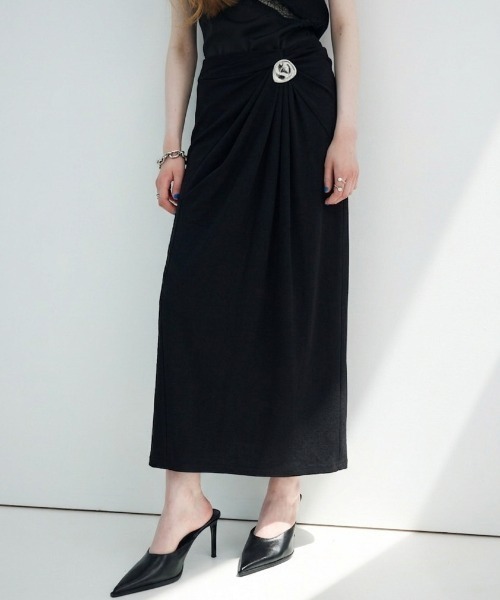 JOSE MOON(ジョゼムーン)の「<SIGNATURE PIN>DRAPE SKIRT/ドレープスカート(スカート・レディース・ブラック/グレー・38/36)」の17枚目の写真