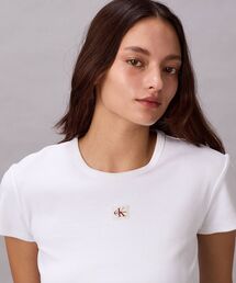 ウーヴンレーベルショートスリーブリブTシャツ