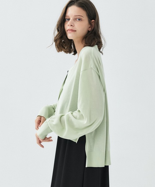 PUBLIC TOKYO（パブリックトウキョウ）の「クリアコットンシアーカーディガン／26SS／春服／夏服／カジュアル／通勤／オンオフ兼用／シアーシャツ（カーディガン/ボレロ・レディース・ホワイト/ダークグレー/グリーン・FREE）」の10枚目の写真